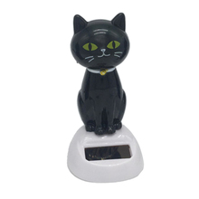 Lovely Auto Car Ornament Solar Powered Shaking Head & Tail Black Cat Doll Bobblehead Toy Home Table Decor Educational 2024 - купить недорого