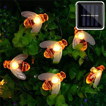 New Solar Powered Cute Honey Bee Led String Fairy Light 20leds 50leds Bee Outdoor Garden Fence Patio Christmas Garland Lights 2024 - купить недорого