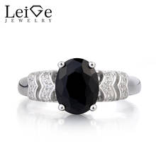 Leige Jewelry Natural Black Spinel Ring Engagement Ring Oval Cut Black Gemstone 925 Sterling Silver Ring Romantic Gifts for Her 2024 - buy cheap