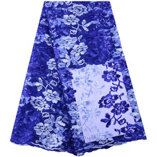 New Design Azul Royal Nigéria tecido de Renda Líquida Francês Africano Laço de Tecido de Malha de Alta Qualidade 2019 Com Pedras E Contas Para mulheres S1429 2024 - compre barato