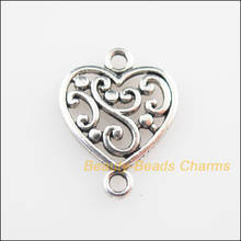 New 35Pcs Tibetan Silver Color Flower Heart Charms Connectors 14.5x19mm 2024 - buy cheap