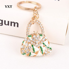 New Fashion Lady Handbag Flower Crystal Charm Purse Bag Car Key Keyring Keychain Jewelry Women Creative Gift 2024 - buy cheap