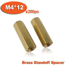 200pcs M4 x 12mm Brass Hexagon Hex Female Thread Standoff Spacer Pillars 2024 - buy cheap