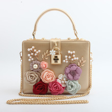 PU Rose Flower Beaded Fashion Women Shoulder Handbags Messenger Crossbody Bags Evening Totes Bag Box Clutch Purse 2024 - buy cheap