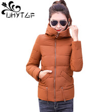 UHYTGF Winter Jacket Women Snow Wear Wadded Coat Female Korean Slim Warm Short Autumn Tops Hooded Casual Plus Size Outerwear 2024 - buy cheap