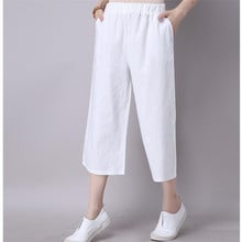 Summer Trousers Fashion Cotton Linen Cool Woman Pants Loose Elastic High Waist Wide Leg Pants 2022  - Street Pants 2024 - buy cheap