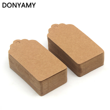 DONYAMY Wholesale 500pcs lot Blank price tag Kraft paper Gift tag with cords DIY brown paper kraft label paper TAGGING 2024 - buy cheap