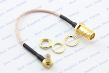 50 pcs\lot Wholesale Straight RP SMA Female to Right Angle MCX Plug Connector 20 cm RG178 Extension Pigtail Cable 2024 - buy cheap