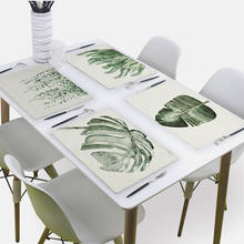 Guardanapo de mesa para decoração de folhas verdes, 43*32cm, estampa de linho, para casamento, guardanapo para mesa 2024 - compre barato