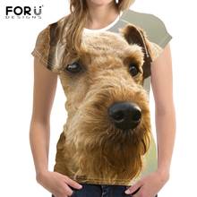 FORUDESIGNS Cute 3D Puppy Airedale Terrie Print Woman Summer T Shirts Breathable Short O Neck T-shirts Casual Fitness Tops Tees 2024 - buy cheap