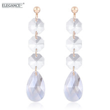 ELEGANCE11 Trendy Clear Crystal Dangle Earrings Water Drop Earrings for Women Charming Wedding Brincos Party Jewelry 2024 - buy cheap