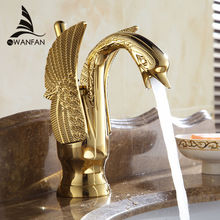Basin Faucets New Design Swan Faucet Gold Plated Wash Basin Faucet Hotel Luxury Copper Gold Mixer Taps hot and cold Taps HJ-35 2024 - buy cheap