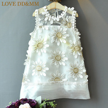 LOVE DD&MM Girls Dresses 2022 Summer New Children's Wear Girls Fashion Sweet Three-Dimensional Love Flowers Mesh Lace Dress 2024 - buy cheap