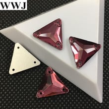 New 30Pcs 16mm Burgundy Color Triangle Shape Glass Sew On Stone Flatback 3 Holes Sewing Rhinestones Jewelry Beads 2024 - buy cheap