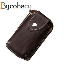 BYCOBECY Genuine Leather Car Key Wallets Men Key Holder Housekeeper Organizer Key Case Bag Pouch Purse Covers Hasp Key Case 2024 - buy cheap