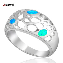 Anéis de prata opala azul fogo estilosos joias estilosas tamanho eua #925 #6.5 #6.75 #7.5 or452a 2024 - compre barato