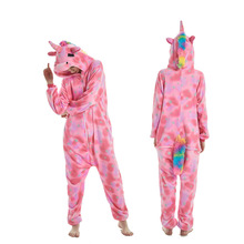 Conjunto de pijama de unicórnio olho de unicórnio, pijama feminino de flanela animal roxo unicórnio kugurumi 2024 - compre barato