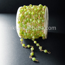 WT-RBC017 Natural raw green stone beads chain with 24k gold strim in high quality 2024 - buy cheap