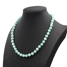 Chamrs Women Choker Necklace 8mm 10mm Natural Stone Amazonite Beads Strand Chain Necklaces Party Gifts Handmade Jewelry 18" A803 2024 - buy cheap