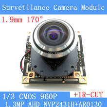 Mini câmera de vigilância, hd 1/3 mp, visão noturna, grande angular, 1/4 ", cmos, 1.9mm, lente de foco manual, cctv, 960p, módulo da câmera 2024 - compre barato