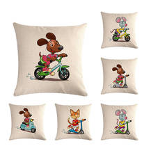 Cartoon Cat Mouse Pillow Cushion Cover By Bike Large Linen Cotton Decor Sofa Sunset Throw Pillowcase ZY603 2024 - buy cheap