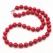 Collar llamativo de moda para mujer, Gargantilla de cadena con cuentas redondas de 8, 10 y 12mm, piedra roja Artificial de Coral, joyería de clavícula de 18 pulgadas, A477 2024 - compra barato