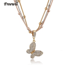 Fashion Women Pendant Necklace New Arrival Silver Plated Long Chain Neckace Rhinestone Butterfly Accessories SNE140450 2024 - buy cheap
