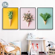 Скандинавский плакат цветочный лист ананас настенная живопись холст ботанические плакаты и принты настенные картинки для гостиной 2024 - купить недорого