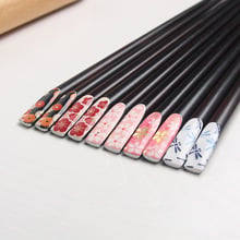 5pairs Japanese-style Sushi Handmade Natural Wood Chopsticks Black Hashi Sakura Chopstick baguettes japonaise 2024 - buy cheap