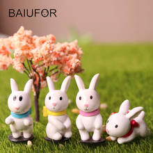 BAIUFOR Pink and white Rabbits Miniature diy Fairy Garden Figurines Moss Terrariums Figurines for Home Decoration Accessories 2024 - buy cheap