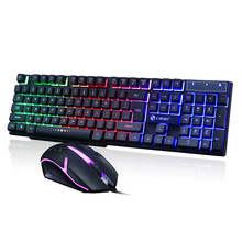 Colorful LED Illuminated Backlit Gaming Keyboard Mouse Set Keyboard For Computer keyboards USB Wired PC Rainbow Drop Ship 0312#3 2024 - buy cheap