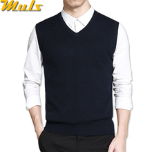 Mens vest sweaters casual style wool knitted business men sleeveless vest blusas 4XL Muls brand Brown Gray Black Navy MS16035 2024 - buy cheap