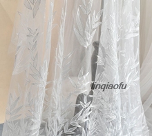Bamboo leaf embroidery lace fabric wedding veil diy handmade clothing decoration material 2024 - buy cheap