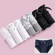 Bragas de algodón para mujer, ropa interior Sexy, pantalones cortos de encaje, 7 unids/lote 2024 - compra barato