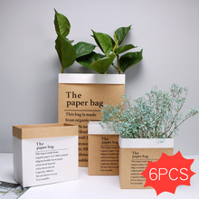 6pcs Monogrammed kraft wrap dry flower gift bag florist's supplies bouquet wrap with fresh flowers paper bag 2024 - buy cheap