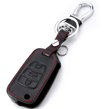 Genuine Leather Remote Flip Key Case Fob Cover For Kia Rio Sportage Soul Ceed For Hyundai I30 Verna Veloster I35 2024 - buy cheap