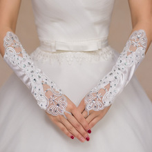 Высококачественные свадебные перчатки с кристаллами на локтях, белые сексуальные свадебные перчатки с блестками, кружевные свадебные аксессуары без пальцев, 2020 2024 - купить недорого