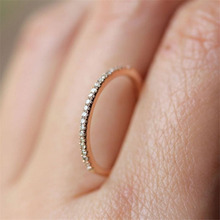 Simple Couples Cubic Zirconia Thin Rings Woman Elegant Rose Gold Bridal Wedding Party Finger Jewelry Girl 2024 - buy cheap