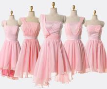 2020 Chiffon Pink Blue Bridesmaid dresses for wedding party Lace Up Knee-Length Graduation Gowns Sweet Memory SW1810 2024 - buy cheap