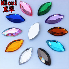 Micui-diamantes de imitación acrílicos para ropa, 50 Uds., 12x25mm, Ojo de caballo, espalda plana de Color mixto, pegamento en diamantes de imitación, piedras de cristal, no Hotfix Z718 2024 - compra barato
