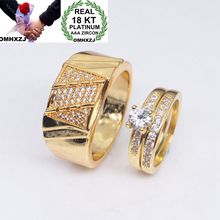 Hxomzj anel de luxo para casamentos, presentes de luxo para mulheres e homens, festa na moda europeia, branco, zircônio aaa, 18k, anel dourado amarelo rr715 2024 - compre barato