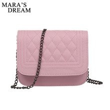 Mara's Dream 2019 PU Leather Women Messenger Bag Plaid Women Bag Crossbody Bag Chain Trendy Candy Color Small Shopping Handbag 2024 - buy cheap