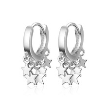 Nuevo estilo coreano personalidad moda desenfadada Chapado en plata esterlina 925 salvaje estrellas dos colores oído hebilla pendientes SE604 2024 - compra barato