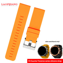 High quality waterproof rubber watchband Fit suunto TRAVERSE series Alpha watch 24mm silicone straps with stainless steel clasp 2024 - buy cheap