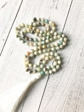 Knotted Necklace Round Beads Tassel Necklace 108 Bead Amazonite Mala Necklace Prayer Make prayer Hand Knotted Yoga Mala Beads 2024 - buy cheap