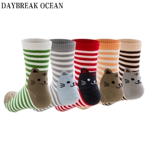 5 pairs Funny Cute Cartoon Cat Women Socks Cotton Soft Comfortable Autumn Winter Strped Socks Women Casual Fashion Girls Socks 2024 - buy cheap