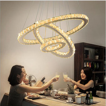 L Dining chandelier simple modern led chandelier personality creative round crystal chandelier restaurant hanging lamps 2024 - buy cheap