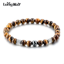 Longway pulseira vintage com olhos de tigre 6mm, pulseira com pedra natural com acessórios de cor prata, pulseiras masculinas e femininas sbr160124 2024 - compre barato