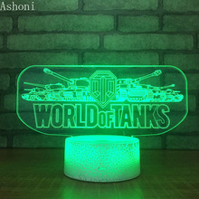 Lâmpada de mesa 3d world of tank com led noturna que muda de cor, luz usb para decoração da casa ou sono, jogos de iluminação, presentes para fãs de esportes 2024 - compre barato