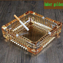 Square Golden Crystal Ashtray High-grade Refined Glass Amber Gold Creative Living Room Office Cafe Hotel cigarette ashtray 2024 - buy cheap